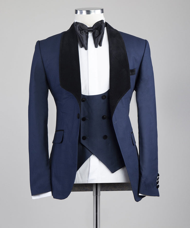 Plain Dark Blue 3 Piece Tuxedo