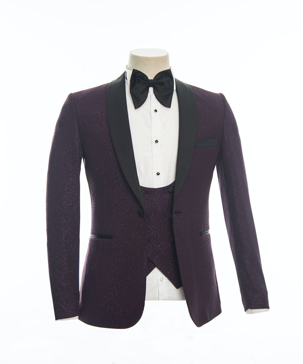 Purple Sparkle 3 Piece Tuxedo Suit