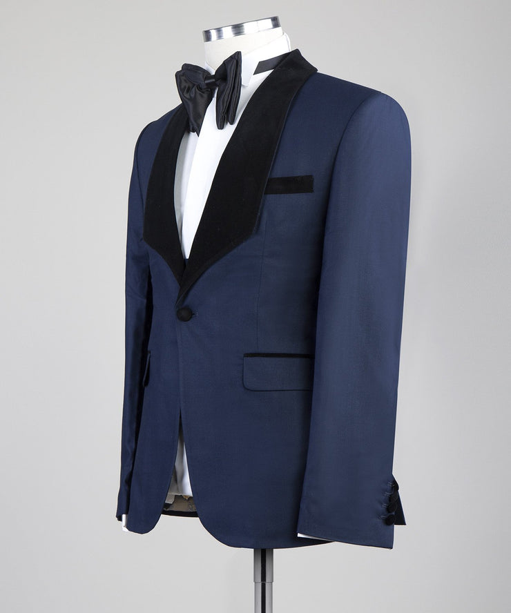 Plain Dark Blue 3 Piece Tuxedo