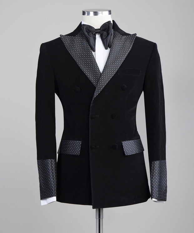 Velvet Silver Pointy 2 Piece Tuxedo