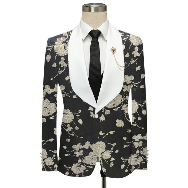 Black and Gold Flower 2 Piece Tuxedo