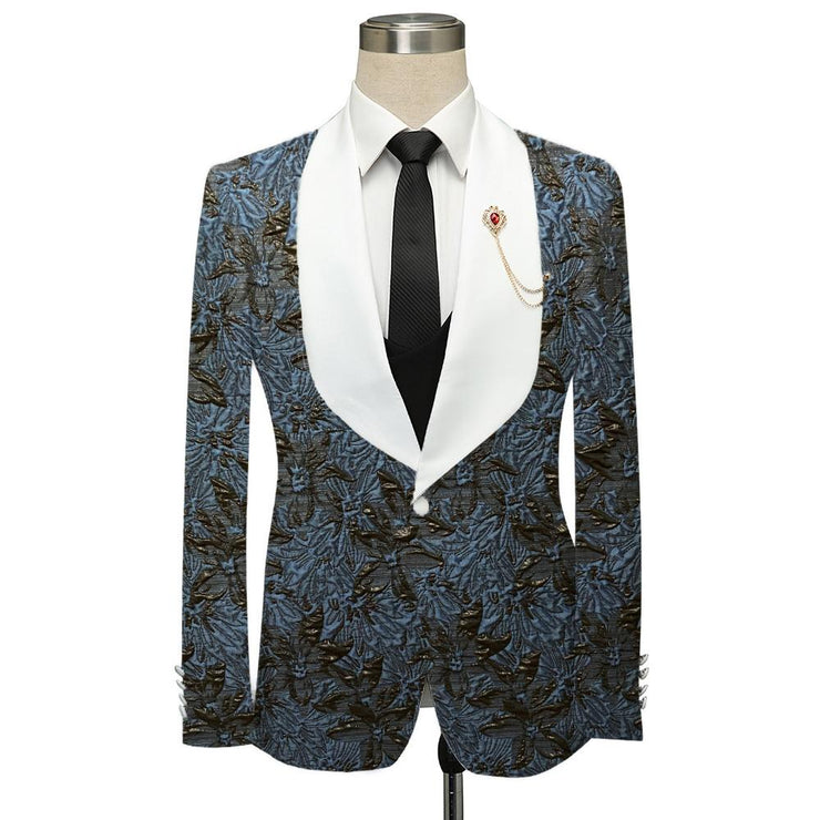 Black and Blue Flower 2 Piece Tuxedo