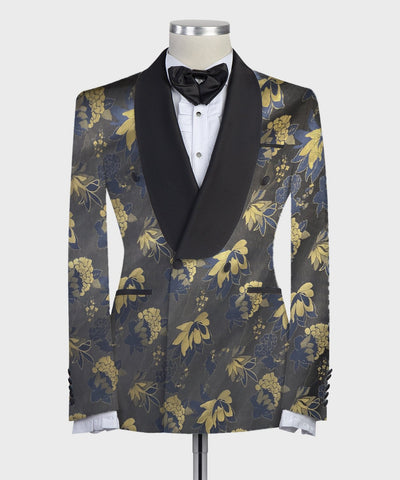 Double Breasted Olive Flower 2 Piece Tuxedo