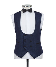 Sparkle Fabric Navy Blue 3 Piece Tuxedo