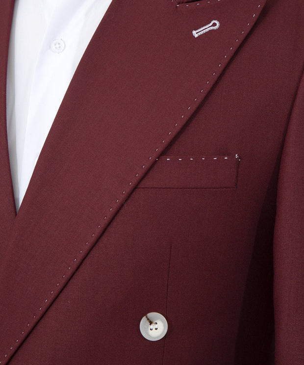 Burgundy Double Breasted 2 Piece Suit