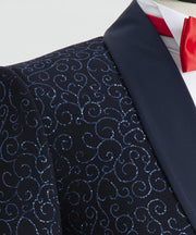 Detailed Navy Dinner 3 Piece Suit